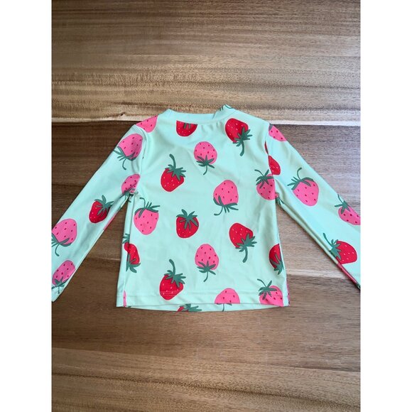 Carters Just One You Baby Girl Strawberry Rash Guard Striped Bottom Swimsuit Set - Picture 5 of 11